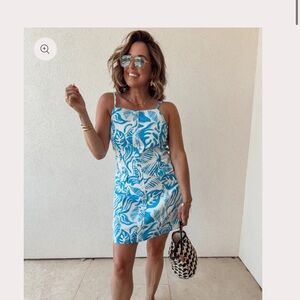 NWT Blue and White Leaf Print Dress